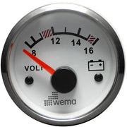 VOLTMETRE ANALOG 12V 52 mm KROM/BEYAZ WEMA