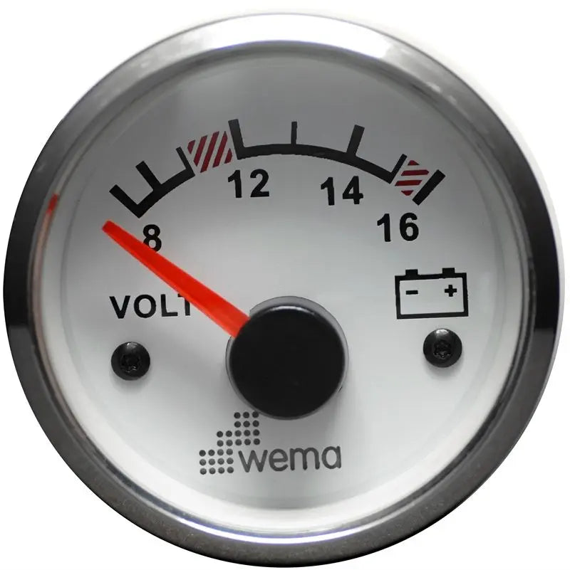 VOLTMETRE ANALOG 12V 52 mm KROM/BEYAZ WEMA