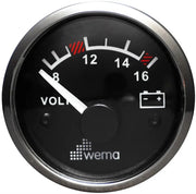 VOLTMETRE ANALOG 12V 52 mm KROM/SİYAH WEMA