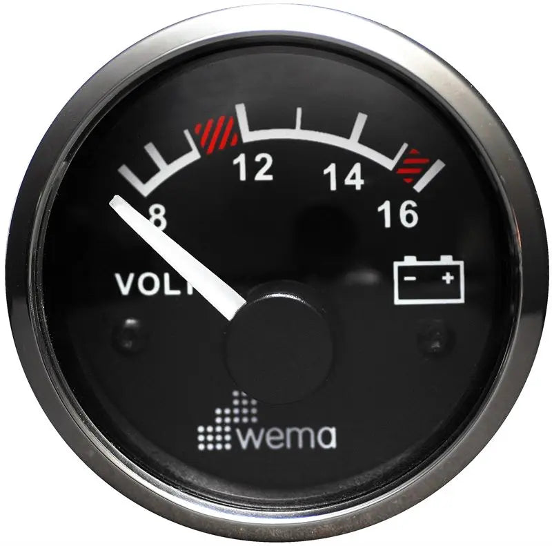 VOLTMETRE ANALOG 12V 52 mm KROM/SİYAH WEMA