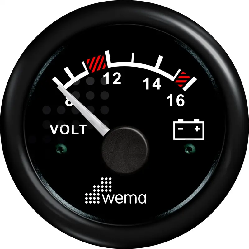 VOLTMETRE ANALOG 12V 52 mm SİYAH/SİYAH WEMA