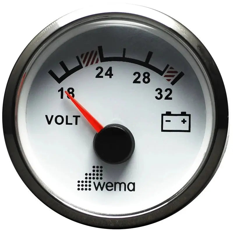 VOLTMETRE ANALOG 24V 52 mm KROM/BEYAZ WEMA