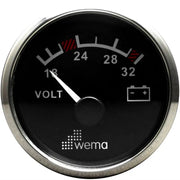 VOLTMETRE ANALOG 24V 52 mm KROM/SİYAH WEMA