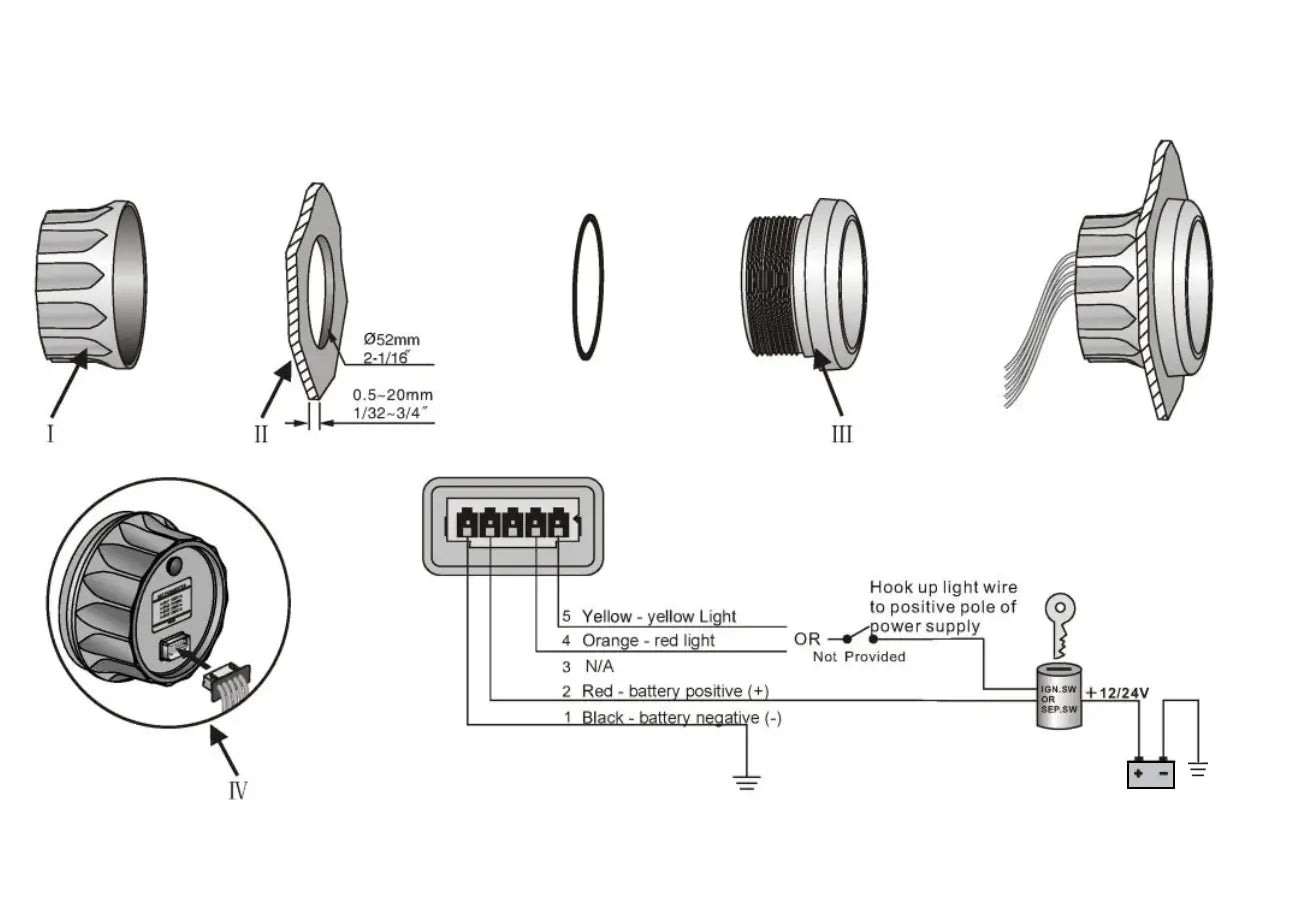 VOLTMETRE ANALOG 24V 52 mm KROM/SİYAH WEMA