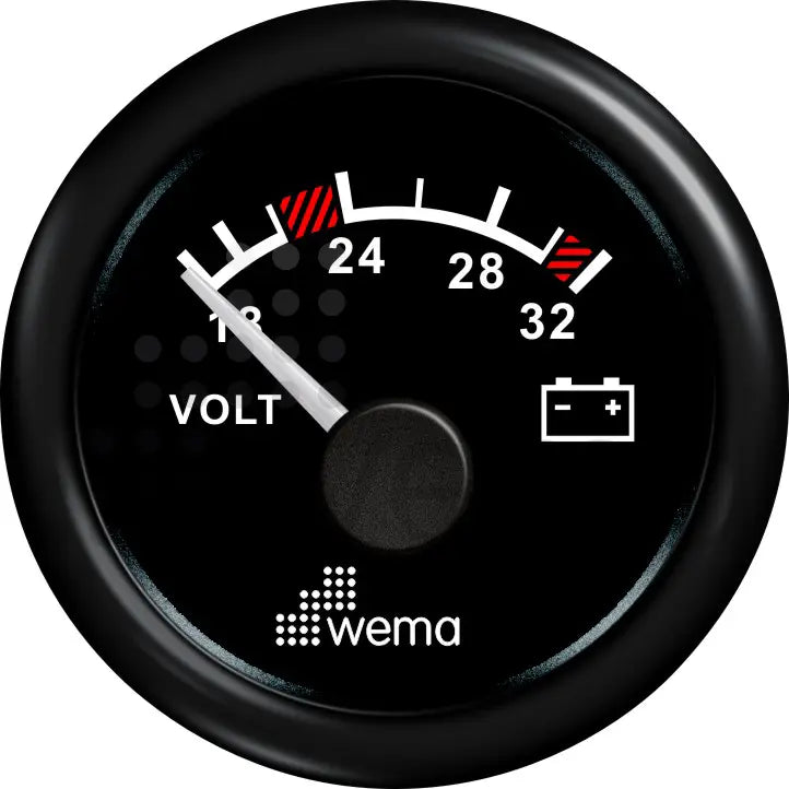 VOLTMETRE ANALOG 24V 52 mm SİYAH/SİYAH WEMA