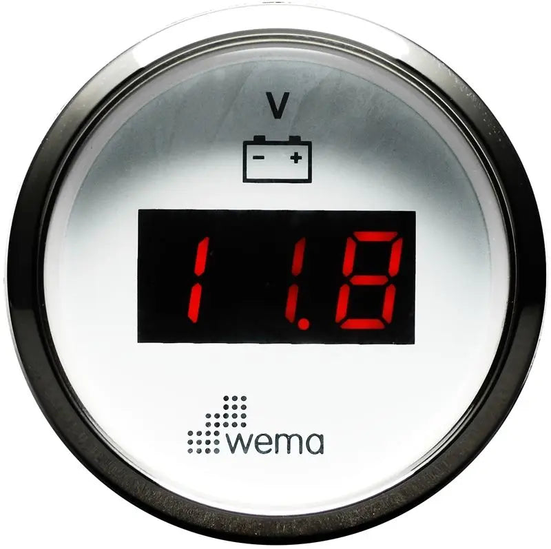 VOLTMETRE DİJİTAL 8-32V 52 mm KROM/BEYAZ WEMA