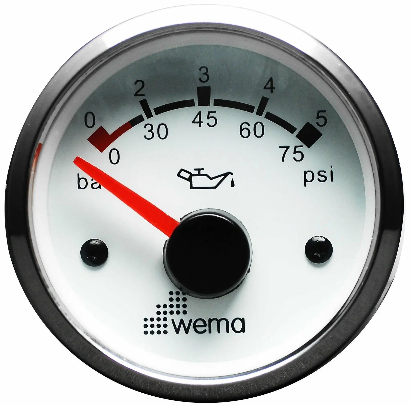 Wema Yağ Basınç Göstergesi 5 Bar 52 mm Krom/Beyaz WEMA