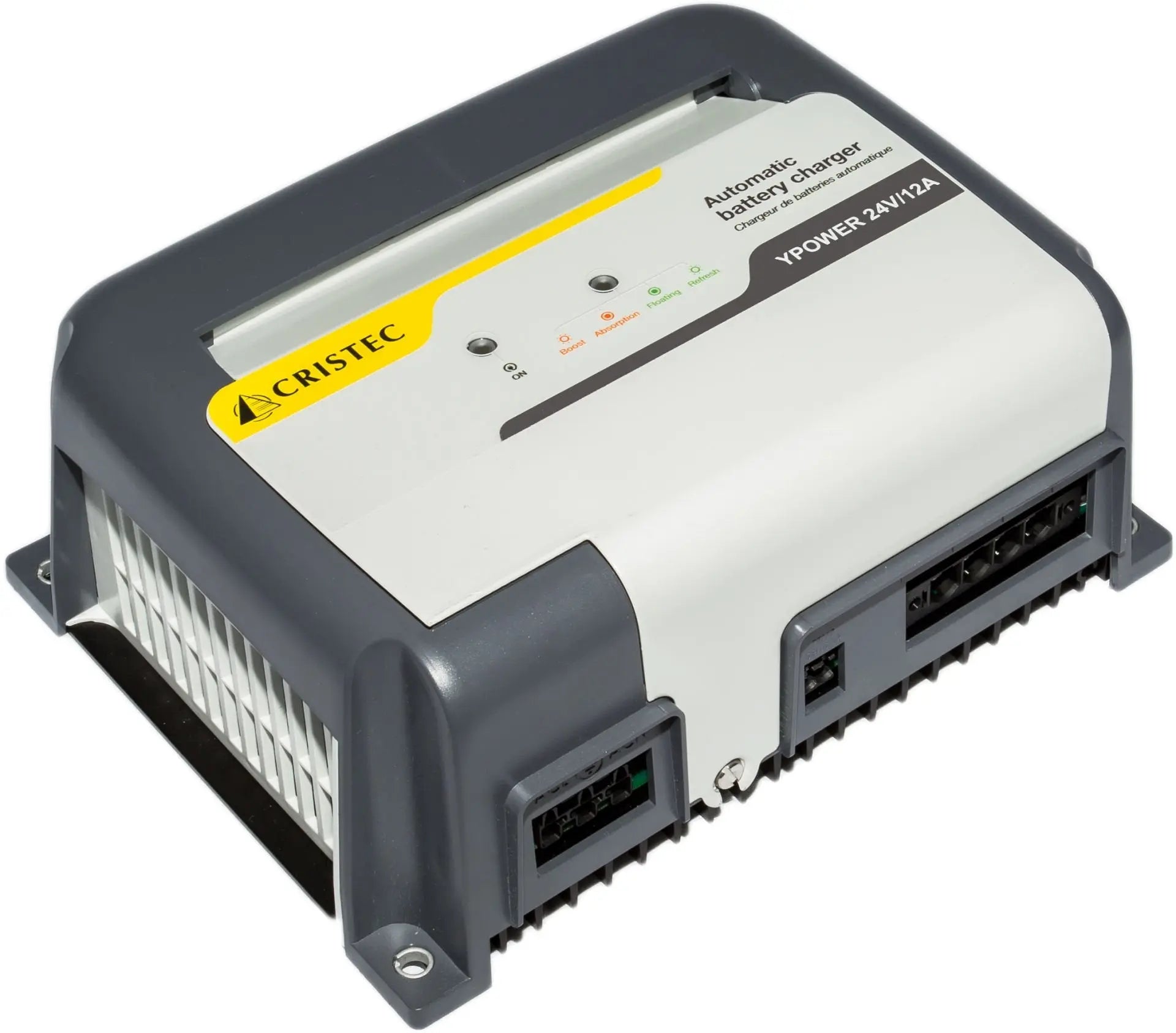 YPower Akü Şarj Cihazı 24V 12A | AC-DC Dönüştürücü – 3 Çıkışlı, Fansız CRISTEC