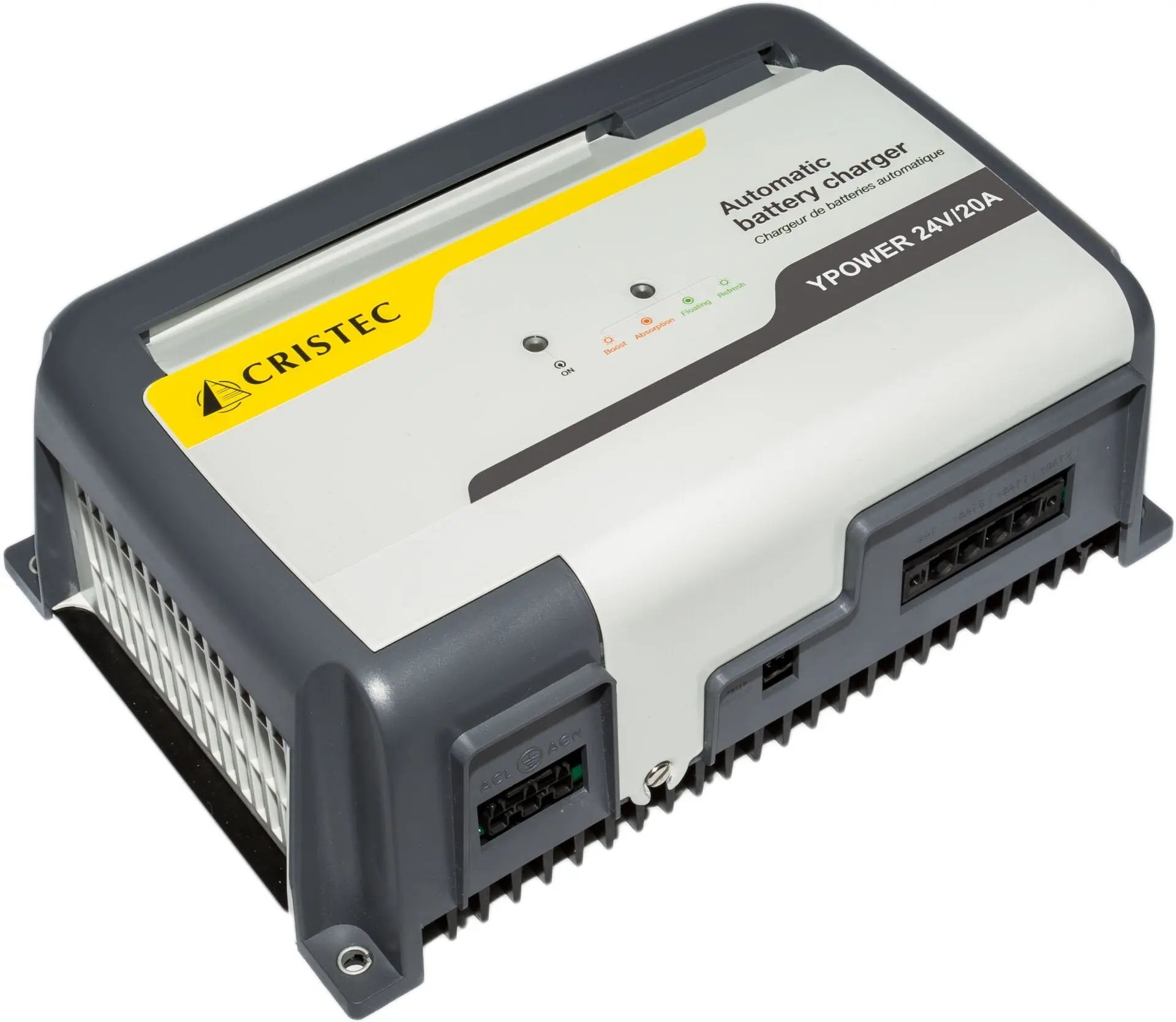 YPower Akü Şarj Cihazı 24V 20A | AC-DC Dönüştürücü – 3 Çıkışlı, Fansız CRISTEC